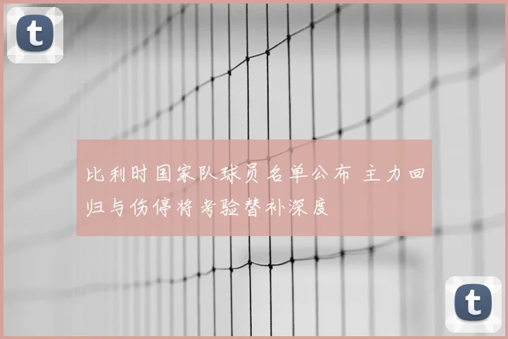 比利时国家队球员名单公布 主力回归与伤停将考验替补深度